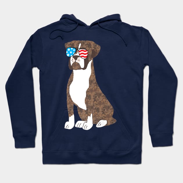 Brindle Boxer Dog Patriot Cool Usa Flag Sunglasses Hoodie by Macy XenomorphQueen